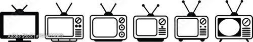 Evolution of Television Retro TV Set Icons, Vintage Televisions, Analog TV