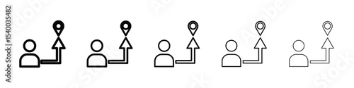 Man going to destination icon isolated vector on white background set