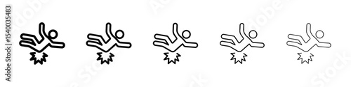 man fall down icon isolated vector on white background set