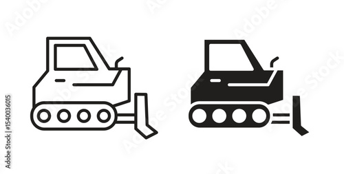Bulldozer icon Logos. Flat Vector Icon Design Template