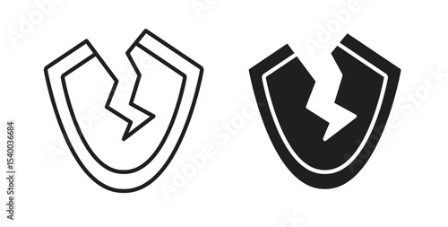 Broken shield icon Logos. Flat Vector Icon Design Template