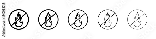 No fire icon isolated vector on white background set