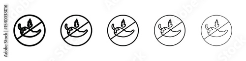 No spicy hot chilli icon isolated vector on white background set
