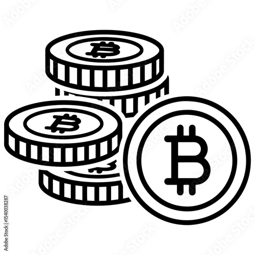 Illustration of bitcoin coins stacked together with the bitcoin symbol visible