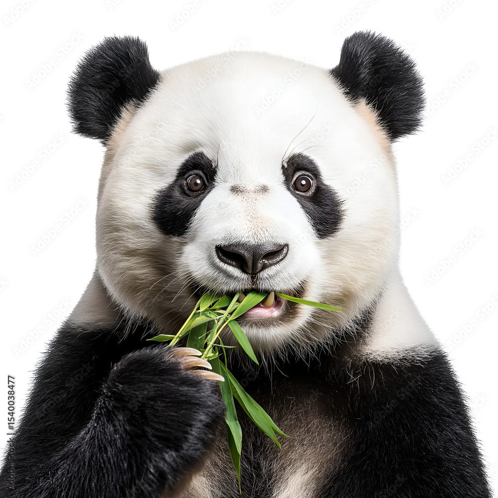 Obraz premium Adorable panda eating bamboo wildlife animal cute bear species zoo on transparent background