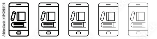 Online library icon isolated vector on white background set