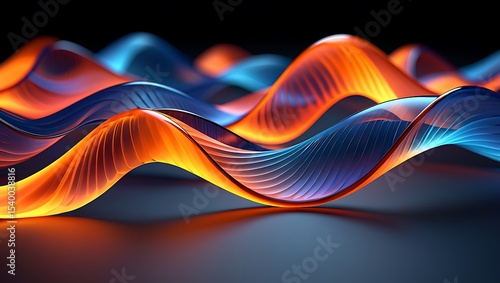 Abstract blue and orange glass waves background