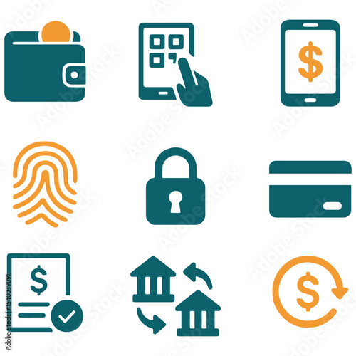 Digital finance icons show ewallet phone  secure payment money transfer