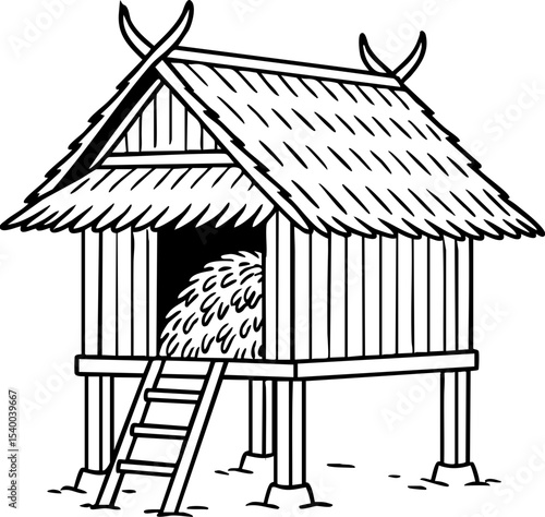 Asian traditional rice barn