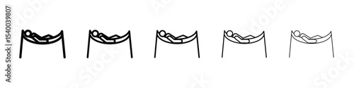 Person relaxing on hammock icon isolated vector on white background set
