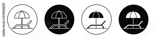 Beach chair with umbrella icon