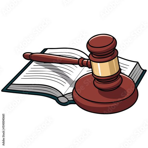 Judge hammer and law book vector isolated white background
