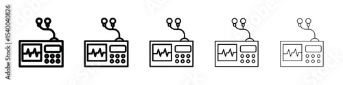 Portable electrocardiogram icon isolated vector on white background set