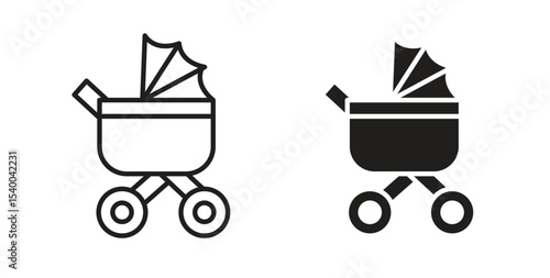 Baby carriage icon Logos. Flat Vector Icon Design Template