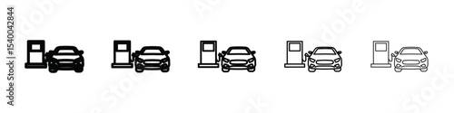 Refueling Car icon isolated vector on white background set