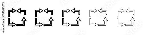 Repeat reload arrow icon isolated vector on white background set