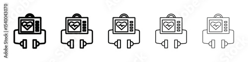Rescue defibrillator icon isolated vector on white background set