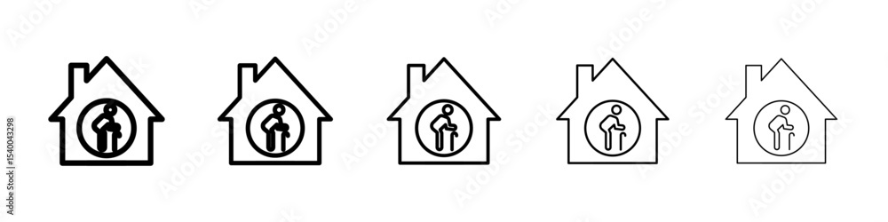 Retirement home icon isolated vector on white background set Retirement home icon isolated vector on white background set
