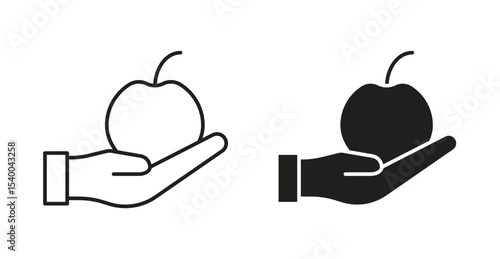 Apple in hand icon