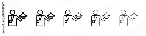 restaurant Waiter icon isolated vector on white background set