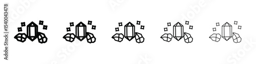 Rock stone crystal icon isolated vector on white background set