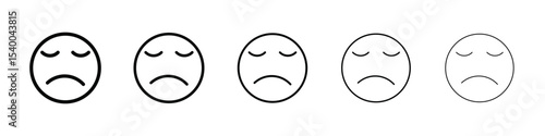 Sad, upset or lonely emoticon icon isolated vector on white background set