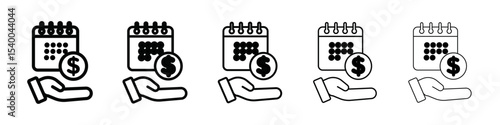 salary payday icon isolated vector on white background set