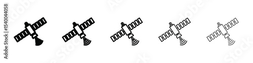 Satellite apparatus icon isolated vector on white background set