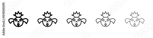 Shocked Girl icon isolated vector on white background set