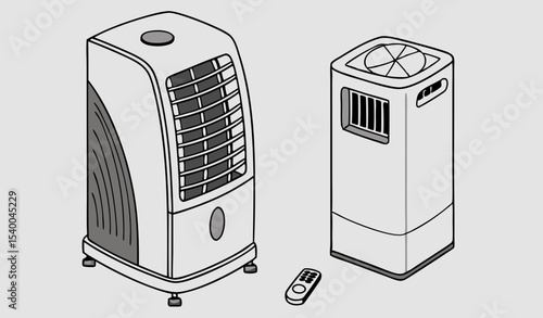 Isolated image of a room air cooler a home climate control technology       