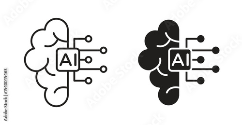 AI brain icon Logos. Flat Vector Icon Design Template