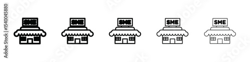 SME, small and medium enterprise icon isolated vector on white background set