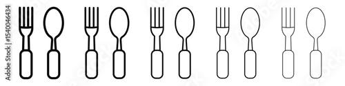spoon and fork icon isolated vector on white background set