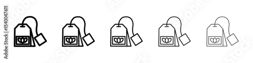 Tea bag icon isolated vector on white background set