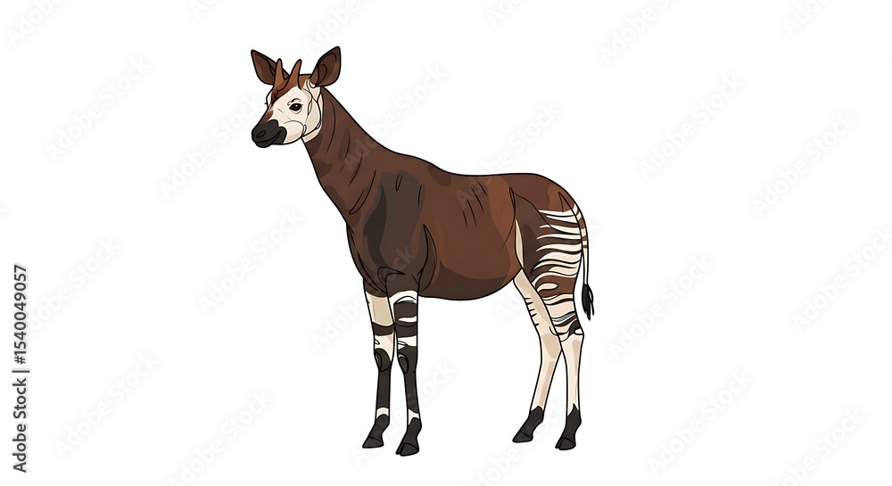 Obraz premium Detailed illustration of an okapi, a unique African mammal.
