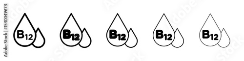 Vitamin B12 drop icon isolated vector on white background set