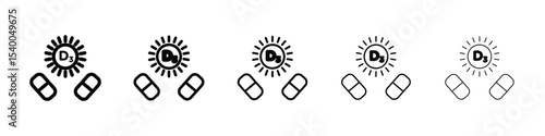 Vitamin D3 icon isolated vector on white background set