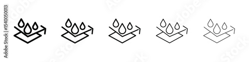 Water repellent surface icon isolated vector on white background set