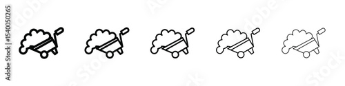 wheelbarrow unloading icon isolated vector on white background set