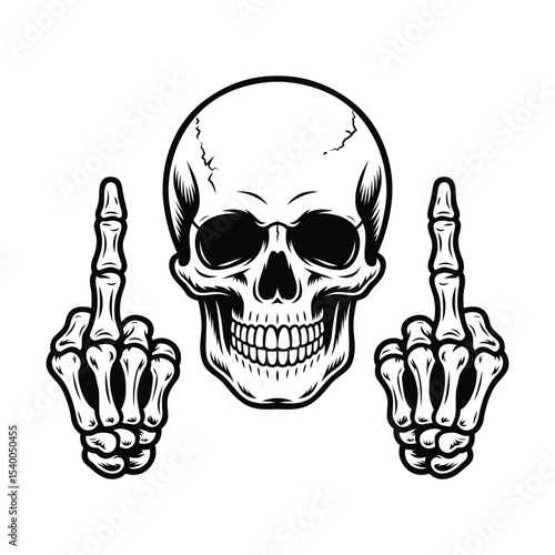 Skull Middle Finger Vector