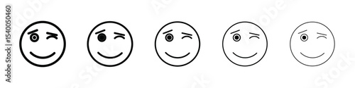 Winking eye icon isolated vector on white background set