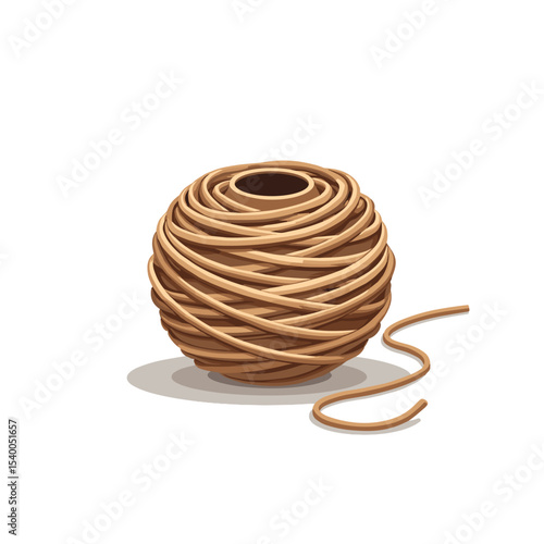 Illustration of a Ball of Twine or String, a Craft Supply and Packaging Material