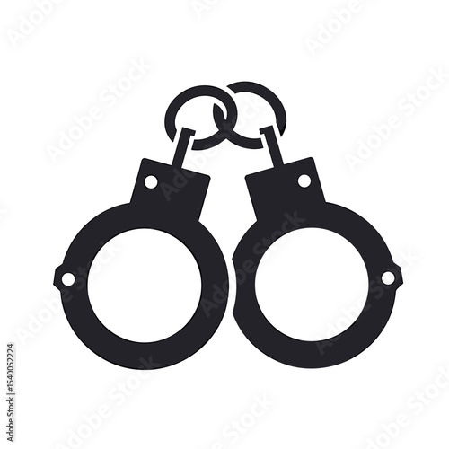 Simple Black and White Handcuffs Icon Illustration for Law Enforcement and Justice Concepts