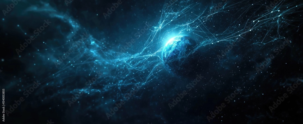 Fototapeta premium Deep space nebula with glowing celestial body