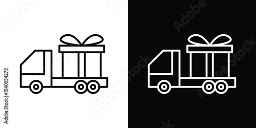 Truck carrying gift box icon Design Template vector set for graphic work