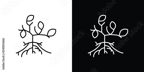 Tree with roots and leaves icon Design Template vector set for graphic work