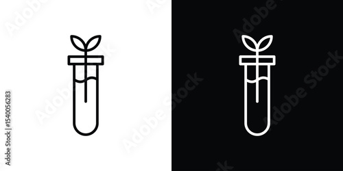 Test tube with plant icon Design Template vector set for graphic work