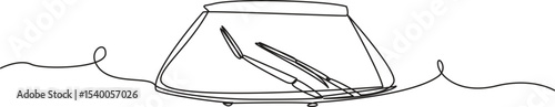 Continuous one line design of car windshield with wipers. Minimalist style vector illustration on transparent background