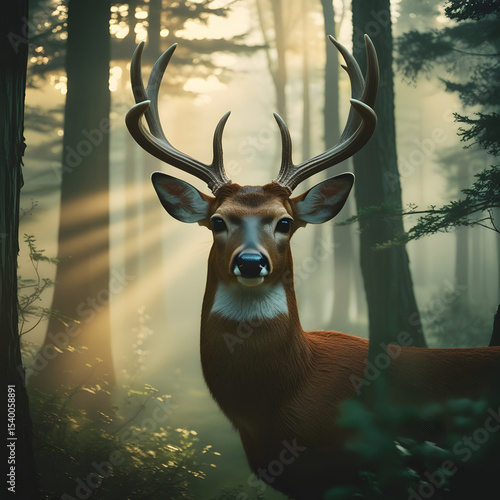 Plakat deer in the woods