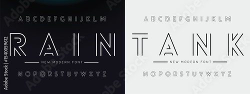 Creative Outline Double line monogram alphabet and tech fonts. Lines font regular uppercase and lowercase. Vector illustration.